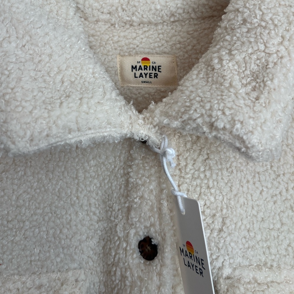 NWT MARINE LAYER EDEN SHERPA IVORY OVERSHIRT SIZE SMALL - Picture 6 of 7